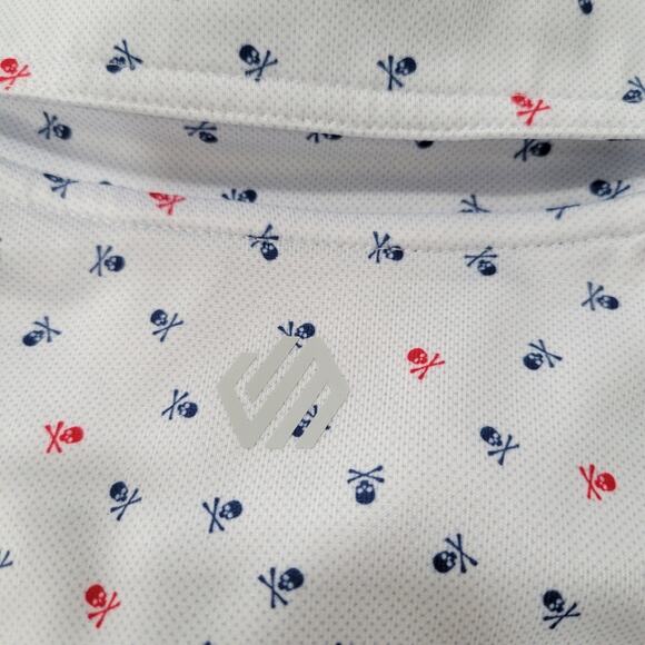 Johnston & Murphy White Polo Shirt with Blue and Red Accents - Picture 5 of 8